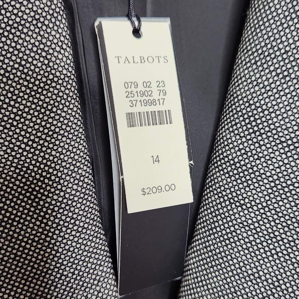 Talbots NWT Twill Wool Blend Blazer Jacket Black Circle Print Size 14 Women's - Picture 8 of 10